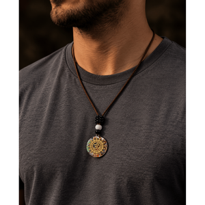 Om Bloom 18K Gold Plated Om Symbol Necklace with Zircon and Pearl 30 Inch Adjustable Rope Chain for Men and Boys - Product Image 1