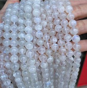 ลูกปัดมูนสโตนสีน้ำเงินรุ้งธรรมชาติทรงกลมเรียบเนียน ลูกปัดมูนสโตนแบบหลวมสำหรับทำเครื่องประดับ ขายส่ง - Product Image 2