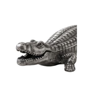 Figurine de crocodile en métal de haute qualité, sculpture animale, statue argentée pour la décoration de la maison, du bureau, du jardin, pour la table, pour offrir en cadeau - Product Image 3
