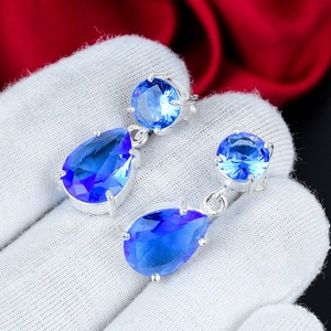 Tanzanite Gemstone Drop <b>Earrings</b> 925 Sterling <b>Silver</b> Pear Cut Handmade <b>Dangle</b> <b>Earrings</b> Elegant Jewelry Gift for Women - Product Image 6