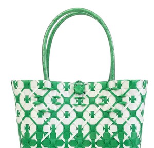 Sac et sac à main tissés en plastique vert émeraude, esthétique moderne, faits à la main, chic, pour femmes, été, plage, décontracté, sac fourre-tout à bandoulière - Product Image 2