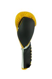 Custom OEM Leather Boxing <b>Gloves</b> Professional Training Sparring <b>Glove</b> Custom Logo Yellow Metallic <b>Silver</b> Black Boxing <b>Gloves</b> - Product Image 1
