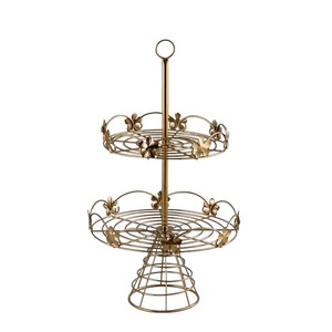 Base Redonda de Madera para Pastel con Diseño de Unicornio, Hecha a Mano con Alambre Dorado, Decorativa con Diseño de Flor de Lis, Apta para Lavavajillas - Product Image 2