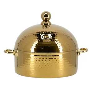 Plat de service en bois de luxe à plusieurs niveaux avec couvercle en laiton doré, isolé, pour réchaud ou casserole, idéal pour les banquets de mariage - Product Image 3
