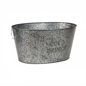Bac à boissons galvanisé de qualité supérieure, grand seau à glace ovale en métal pour les fêtes, refroidisseur de vin, bière et boissons avec poignées, au meilleur prix - Product Image 6