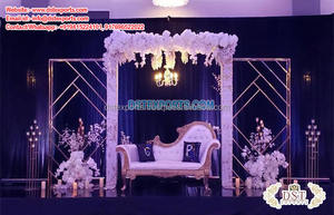 Wholesale 4D Metal <b>Arches</b> for <b>Wedding</b> Stage Decor Golden Metal <b>Arches</b> for <b>Wedding</b> Reception Night Modern Western Reception Stage - Product Image 3