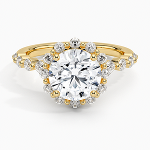 Anillo de compromiso con diamantes en forma de halo ornamental - Product Image 1