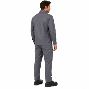 Men Industrial Work Uniform Long Sleeve <b>Shirt</b> Cargo Pants Set Dust Proof Cotton Construction Worker Safety Workwear - Product Image 4