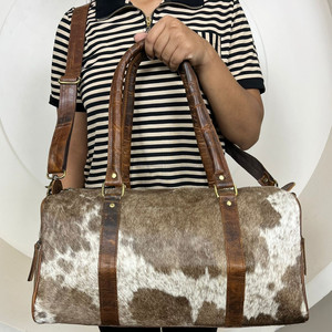 Nueva bolsa de equipaje de cuero de piel de vaca occidental, multiusos, gran oferta, bolsa de viaje Unisex hecha a mano, bolsas de lona de piel de gran tamaño para el pelo - Product Image 4