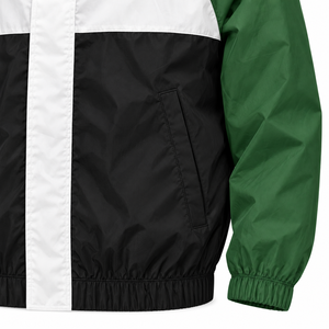 Veste coupe-vent unisexe écologique imperméable à blocs de couleur 100% polyester légère et sportive avec fermeture éclair Hiver Vert Noir - Product Image 4