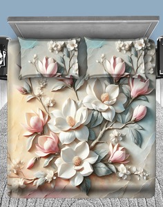 Juego de Sábanas de Microfibra con Estampado Floral 7D de Calidad Premium, Sábanas Planas con Fundas de Almohada, Tamaño Personalizado, Fábrica OEM - Product Image 6