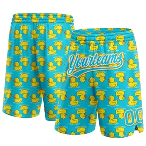 Venta al por Mayor Directa de OMMIZ INDUSTRY, Pantalones Cortos de Baloncesto Auténticos con Diseño 3D en Azul, Amarillo y Blanco, Personalizados - Product Image 1