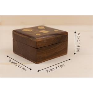 Jeu de dominos en bois artisanal de qualité supérieure avec points incrustés en laiton - Boîte de jeu en bois de Sheesham de luxe pour cadeaux adultes et décoration de table - Product Image 2