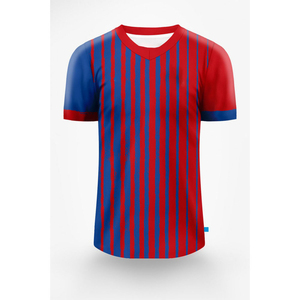 เสื้อฟุตบอลผู้ชายลายธงชาติสีแดงน้ำเงิน แบบซับลิเมชั่น โพลีเอสเตอร์ 100% แขนสั้น ระบายเหงื่อได้ดี คอกลม ทรงปกติ ใส่ได้ทุกฤดู - Product Image 1