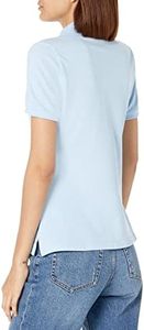 Camiseta Polo de Punto de Manga Corta Azul Claro para Mujer, Lisa, Informal, de Longitud Regular, Teñida, Fabricación Personalizada - Product Image 4