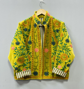 Suzani Velvet Floral Hand Embroidered Luxurious Jackets With Floral Design - Product Image 2