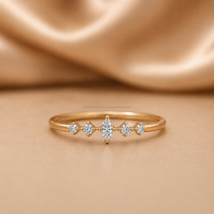 Marquise and Round Cut Lab Grown <b>Diamond</b> Engagement <b>Ring</b> Five Stone Wedding <b>Ring</b> for Women Dainty Stackable <b>Ring</b> Bridal Jewelry - Product Image 1