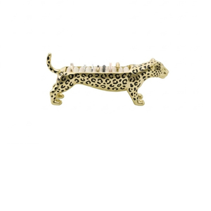 Soporte de Anillos de Lujo en Forma de Guepardo Dorado, Organizador de Joyas Decorativo, Base para Anillos de Metal para Tocador y Mesita de Noche - Product Image 1
