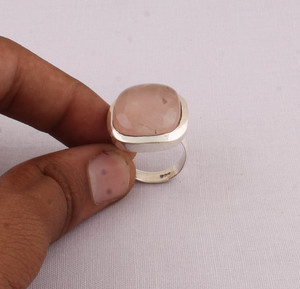Natural Rose Quartz Cushion <b>Ring</b> 925 Sterling Silver Jewelry Square Pink Gemstone <b>Ring</b> Vintage Style <b>Statement</b> <b>Ring</b> for Women - Product Image 3
