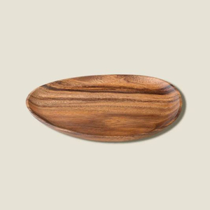 Plateau de service rectangulaire en bois, couleur unie, design minimaliste, vaisselle et assiettes faites à la main, plat rond en bois - Product Image 2