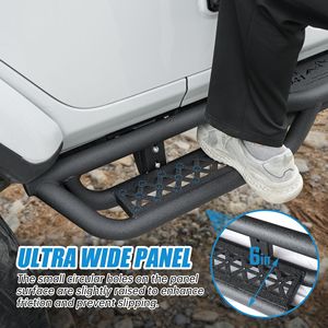 Pedane Laterali Nere in Acciaio al Carbonio per Jeep Wrangler JL 4 Porte 2018-2025, Barre Nerf a 2 Gradini, Compatibili con Rampe e Scale - Product Image 3