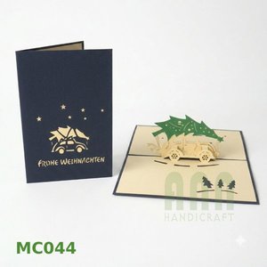 Tarjeta de Felicitación Navideña con Árbol de Navidad Cortado con Láser 3D Personalizado, Papel de Impresión por Transferencia Térmica con Relieve, Estilo Japandi, Hecho en Hanói ANN - Product Image 6