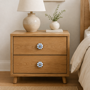Poignée de porte en céramique bleue et blanche à motif floral |   Poignée de meuble vintage à motif floral pour cuisine, chambre, armoire, tiroir, décoration intérieure - Product Image 2