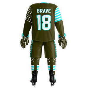 Uniforme de hockey sur glace unisexe, 100 % polyester, séchage rapide, respirant, vêtements personnalisés OEM - Product Image 2