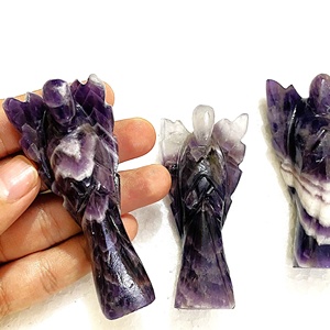 Vente en gros de magnifiques figurines d'anges en AMÉTHYSTE naturelle de 3 pouces, sculptures à la main, tours de fée d'amour, artisanat en cristal, anges - Product Image 1