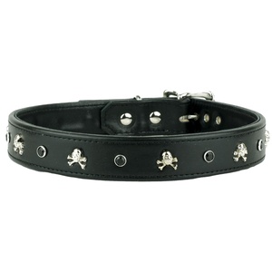 Exclusive Handmade Black Leather Dog Collar With Crystal <b>Stud</b> Work Top Supplier Manufacturer & Wholesaler Saman Exports - Product Image 3