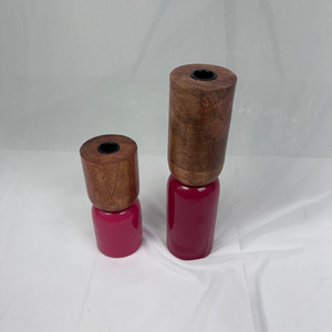 Portavelas de madera estilo rústico antiguo, juego de portavelas tallados con acabado envejecido, portavelas navideños de madera envejecida hechos a mano - Product Image 4