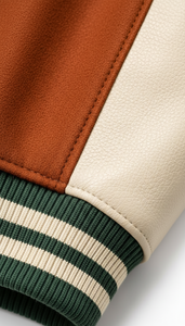 Manches en cuir de baseball authentiques, manches contrastées, vêtements en gros, style américain durable - Product Image 4