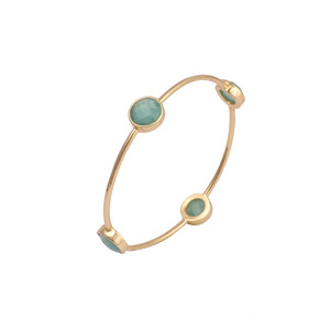 Brazalete de Amazonita Natural, Estilo Boho, Chapado en Oro, Hecho a Mano, Joyería con Piedra de Nacimiento para Mujer - Product Image 4