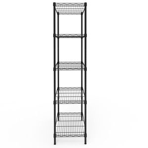 Scaffale in Ferro a 5 Ripiani 74*34*150cm, Unità di Stoccaggio con Spaziatura Regolabile, Espositore con Piedini Regolabili, Verniciato a Polvere Nero Lucido - Product Image 3
