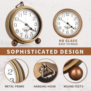 Retro Inspired Mini Metal Quartz Analog Silent <b>Timer</b> Table Clock - Product Image 6