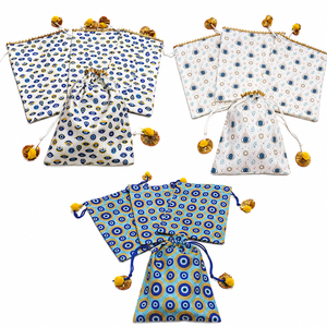 Handmade Evil Eye Potli <b>Bag</b> Fabric Drawstring Party Favor Pouch for Wedding Return Gifts Baby <b>Shower</b> Birthday Celebration - Product Image 1