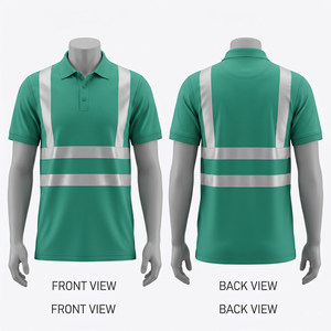 เสื้อโปโลผู้ชาย 180 GSM โพลีเอสเตอร์ อินเตอร์ล็อค สีเขียวอมฟ้า เทา สะท้อนแสง แห้งเร็ว ปักลาย สกรีน พิมพ์ลาย โลโก้แบบรีดร้อน - Product Image 2