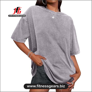 Women's O-Neck Short Sleeve T-Shirt Solid Blue Knitted Casual Wear Loose Eco-Friendly 100% Polyester Summer - Product Image 5
