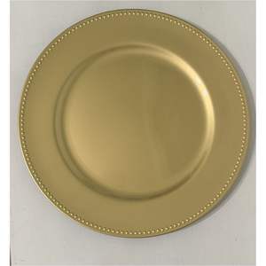 Assiette de présentation de luxe dorée à bord perlé de 13 pouces, sous-assiette décorative métallique pour mariages, banquets et décoration de table élégante - Product Image 3