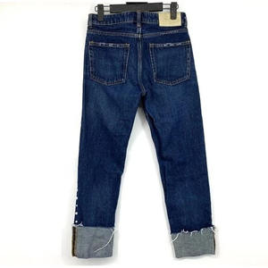 Jeans de mezclilla de tiro alto y pierna recta para mujer, lavado oscuro, con elegantes detalles laterales de perlas, corte holgado, talla Pearl, novedad 2026 - Product Image 4