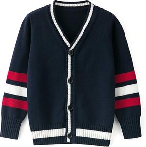 Breathable Hip Hop Style V-Neck <b>Cardigan</b> <b>Mens</b> Varsity Striped Button Front Knit Sweater for Daily Urban Outfits - Product Image 6