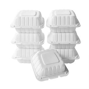 Contenedores Desechables de 6x6 Pulgadas, Resistentes, Impermeables, Ecológicos, Biodegradables, a Base de Bagazo, con Tapas, para Comida para Llevar, Seguros para Alimentos - Product Image 2