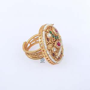 Pragya Antique Designer Vintage Gemstone <b>Ring</b>-<b>24K</b> <b>Gold</b> Plated Steel Pave Setting - Product Image 4