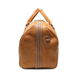 Genuine <b>Leather</b> Duffle <b>Bag</b> Men Solid Color Zipper Closure Casual Travel <b>Bag</b> 30-40L Capacity <b>Soft</b> Handle Adjustable Strap - Product Image 2