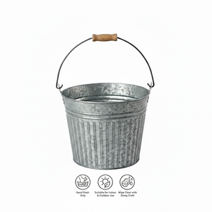Maceta de Hierro Galvanizado Natural con Diseño Acanalado para Decoración de Jardín, Interior y Exterior - Product Image 5