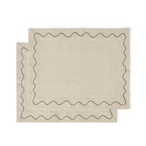 Custom Classic Washable Reuse Embroidery Geometric <b>Placemats</b> Napkins Sets 100% Natural Linen Mats for Home Wedding Events - Product Image 4