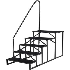 "5 Step Handrail Ladder for Swimming Pools Ground Level 660 lb Load Capacity RV/ Mobile Home Use Anti-Slip Panels" - Product Image 1