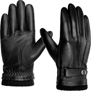 Gants d'hiver en cuir véritable pour hommes, en peau de mouton, chauds, respirants, doublés de polaire, coupe-vent, haut de gamme coréen - Product Image 2