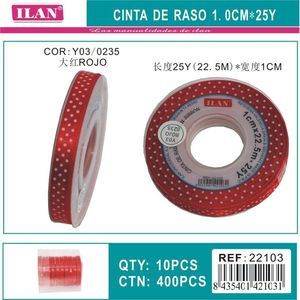 Nastro rosso a pois Ilan da 1,0 cm, 25 iarde per decorazioni e lavori artigianali - Product Image 3