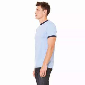 Men Ringer T Shirt 100% Cotton Contrast Collar Sleeve Custom Logo Casual Slim Fit Summer TeeClassic Ringer Style (Contrast Neck - Product Image 4